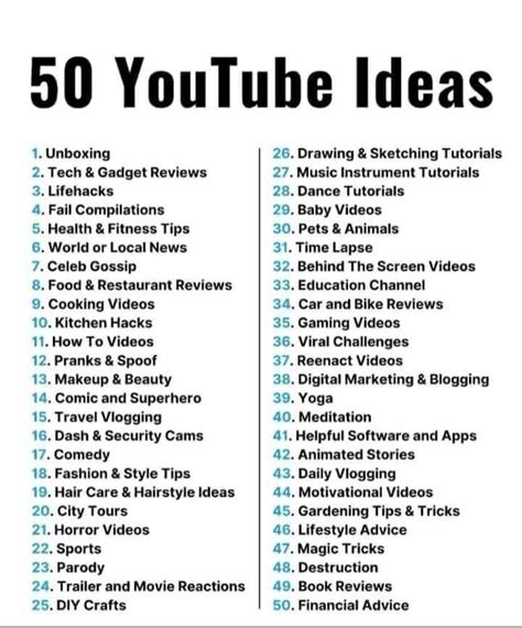 top 10 youtube channels ideas